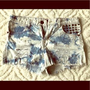 Bleach Studded Denim Shorts